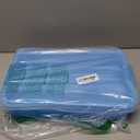 Sensory Bin Sand Tray with Lid for Toddlers 2 Pcs 15in Portable Sandbox Toy Large Plastic Tray for Kids 3 4 5 6 Fill with Sand, Water, Beads, and More (Green+Blue)