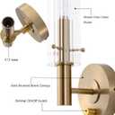 BYOLIIMA Modern Wall Sconces with Dimmer ON/Off Switch Gold Brushed Brass Bathroom Vanity Light Fixtures Striped Clear Glass Shades Indoor Wall Light for Mirror Living Room Bedroom Hallway Staircase