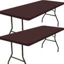 Smiry 2 Pack Rectangle Picnic Table Cloth, Waterproof Elastic Fitted Tablecloths, Washable Polyester Rectangular Patio Table Cover for Camping, Indoor and Outdoor (Coffee, 30"x96")