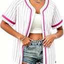 Magical Baseball Shirts for Women Princess Jersey Shirt Girls Trips Button Up Short Sleeve Jersey Top M