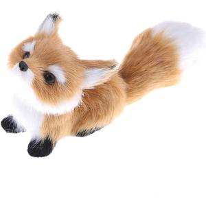 GUDVES Simulation Brown Fox Toy Furs Squatting Fox Model Home Decoration and Kids' 6-Inch Plush Mini Fox (Pitching)