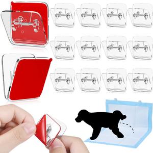 Yalikop 12 Pcs Wall Pee Pad Holder Dog Potty Training Pad Sticky Wall Clip Transparent Adhesive Clips with 6 Pcs Strong Adhesive for Dog Housebreaking Supplies(Clear)