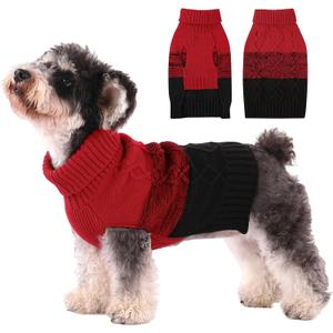 ASENKU Warm Dog Sweater for Small Medium Dogs,Pet Sweaters for Fall Winter Dog Clothing,Thicked Pullover Puppy Cat Turtleneck Sweater for Doggie Chihuahua Clothing (Red)