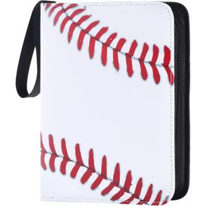 Zettokete Baseball Card Binder 4 Pocket - Holds Up to 400 Cards, Zippered Binder with Carry Handle for Baseball Cards Collectors
