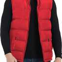 TUVEKE Men's Puffer Vest Red Puffer Vest Men Sleeveless Zipper Quilted Vest Winter Warm, 3XL