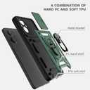 for OnePlus Nord N20 5G Case with Slide Camera Cover and 2pcs HD Screen Protector, 360° Rotation Ring Kickstand [Military Grade] Case for OnePlus Nord N20 5G -Green