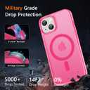 2 x LATVIN for iPhone 14 Case & iPhone 13 Case, Magnetic Phone Cover, Compatible with MagSafe, Military Grade Protection, Translucent Matte Frosted Back, Hot Pink
