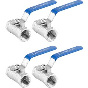QWORK 1/2 Inch NPT Stainless Steel Ball Valve, 4 Pack Standard Port for Water, Oil, and Gas (0.5 Inch)