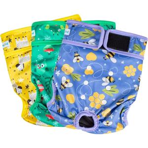 Paw Legend Washable Reusable Female Dog Period Diapers for Heat Doggie Puppy Diapers for Female Dogs (3 Pack,X-Small) (X-Small (8"-11.5" Waist), Animal Pattern)