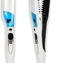 Mayhug Hair Straightener Brush Sleek Sweep Ionic Straightening Brush with 5 Temperature Adjust Anti-Scald Ceramic Hair Straightener Comb Fast Heating for Home Salon Dual Voltage,White