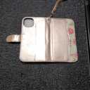 ULAK Compatible with iPhone 14 Wallet Case for Women, PU Leather Floral Flip Cover with Card Holder Kickstand Feature Protective Purse Case 6.1 Inch, Rose Gold