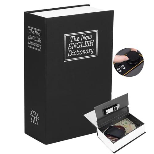 Book Safe With Combination Lock, ALLOMN Dictionary Hidden Safe with 3 Digit Combination Locks, Portable Safe, Book Safe Lock Box for Cash, Jewelry,Fireproof and Waterproof (Password Black, Smell)