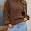 Saodimallsu Womens Batwing Long Sleeve Sweaters Casual Crewneck Loose Chunky Knit Fall Pullover Tops