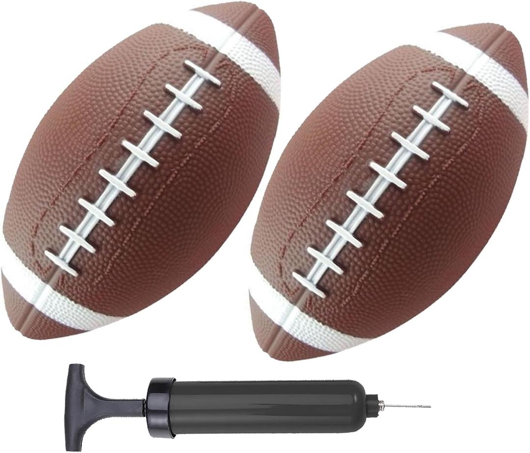ABAJI Toy Football 2PCS 6 inch Small Mini Ball for Kid Toddler Soft Rubber Come with Random Color Pump Needle Boys Girls Gift Party Decor (Red Brown)