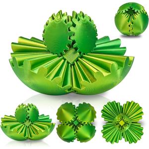 Gear Sphere Fidget Toy Gear Ball 3D Printed Rotating Ball or Cube Fidget Toy, Stress Gearsphere Desk Toy for Anxiety Relief ADHD (1 Pcs Yellow & Green)