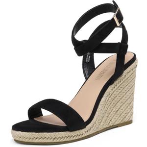 DREAM PAIRS Womens Open Toe Espadrilles Dressy Platform Sandals Buckle Ankle Strap Stylish Wedges Sandals, Size: 8, Black/ Suede DREAM PAIRS Womens Open Toe Espadrilles Dressy Platform Sandals Buckle Ankle Strap Stylish Wedges Sandals, Size: 8, Black/ Suede