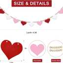 2 x 4.5 FT Valentines Day Heart Garland for Decorations, Wood Red Pink White Garland with Beads NO DIY, Hearts Valentines Banner Garlands for Mantle, Fireplace, Party Home Decor Heart (Word)