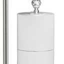 Toilet Paper Holder for Bathroom, Heavy Weighted Metal Free Standing Toilet Paper Holder Stand with Crystal Ball, Toilet Paper Roll Stand for Bathroom Accessories (C- Brushed Nickel)