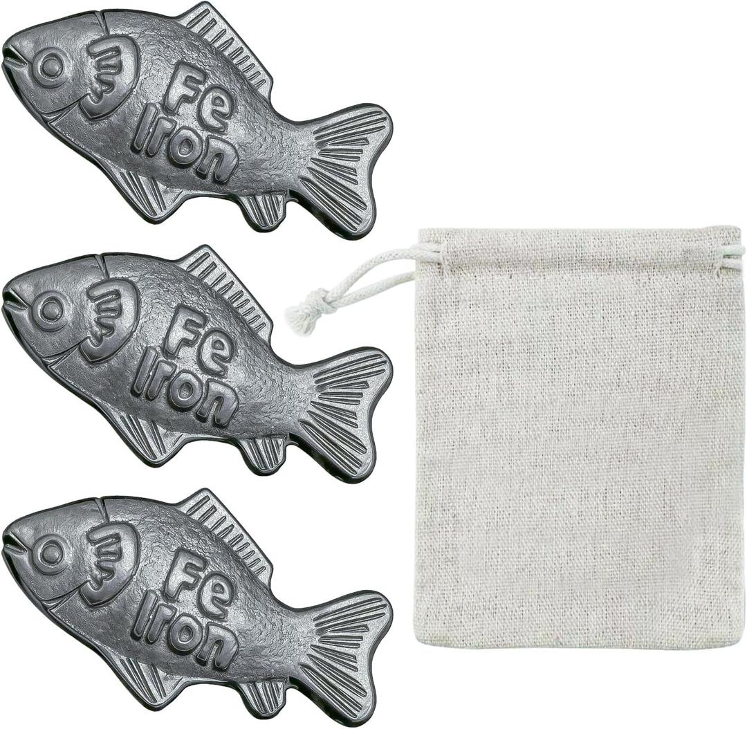 Iron Fish Cooking Tool, Natural Iron Cooking Tool to Add Iron to Food & Water, Safe & Effective Aid for Vegans, Athletes, Pregnant Women and Children (Black 3Pack)