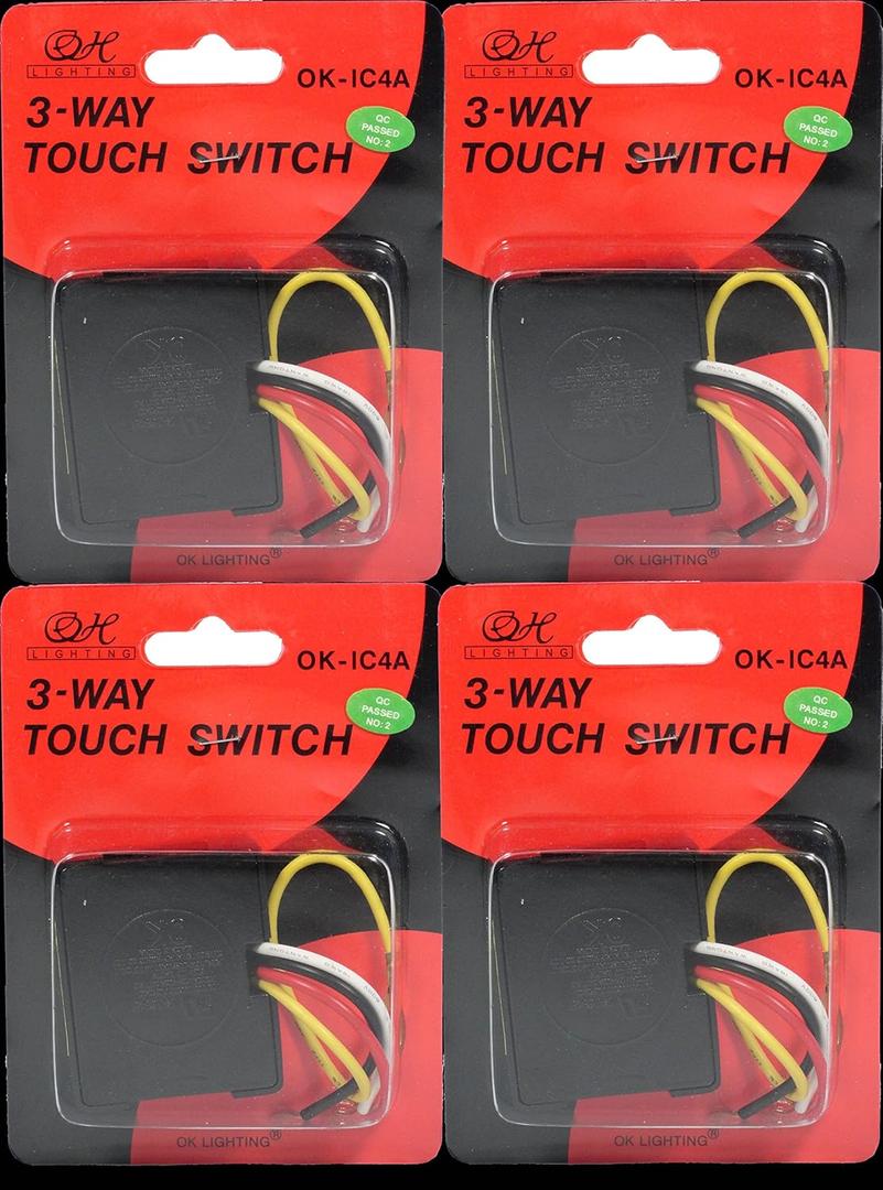 OK Lighting Touch Switch 1-Pack, 3-Way, Black, Manual, IP54 Rated