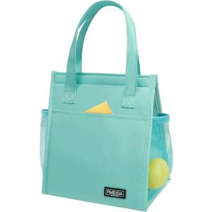 Fmeida Insulated Lunch Bag Women, 6.75L Small Lunch Bags with Multiple Pockets, Reusable Thermal Cooler Tote for Work, Office, Picnic, Travel | Hook and Loop Closure, Mint Blue