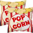 Movie Night Popcorn Pillow Covers 18x18 Set of 2 Retro Cinema Theme Throw Pillow Cases Double Sided Print Decor Cushion Covers for Couch Sofa Bed Home Theater Room Decor (Wl-dp-mn-movie)