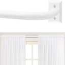 White Wrap Around Curtain Rods 72 to 144 Inch:Blackout Heavy Duty Adjustable Window Curtain Rod for Bedroom Kitchen,Modern Decorative Curved French Metal Single Drapery Rods Easy Install,White