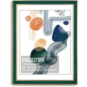 Suede 18x24 Frame - Single Frame, Christmas Elegant Green 18 x 24 Poster Frame with Mat for 16x20, 18x24 Picture Frames for Artwork, Puzzles, Photos and Movie Posters
