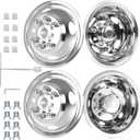 hightall 16 Wheel Simulators, 16" 8 Lug Stainless Steel RV Hubcaps,Polished Surface,2Pcs Front Wheel/2Pcs Rear Wheel,Bolts On Wheel Cover Set Compatible with Ford 2008-2024 E-350/E450 Dual Rear Wheel