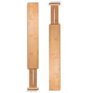 Ulalaza 2 Pcs Bamboo Drawer Dividers Spring Adjustable & Expandable Organizer for Kitchen Dresser Bedroom Baby Drawer Bathroom Desk
