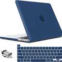 IBENZER Compatible with MacBook Pro 16 Inch Case A2141 Release 2020 2019, Hard Shell Case with Keyboard Cover & Type C Adapter for Old Version Mac Pro 16, Navy Blue, T16NYBL+1TC