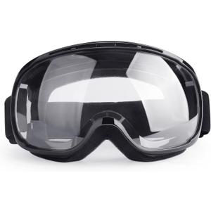 Adjustable Motorcycle Goggles, Lightweight, Black Frame+Clear Lens, Unisex