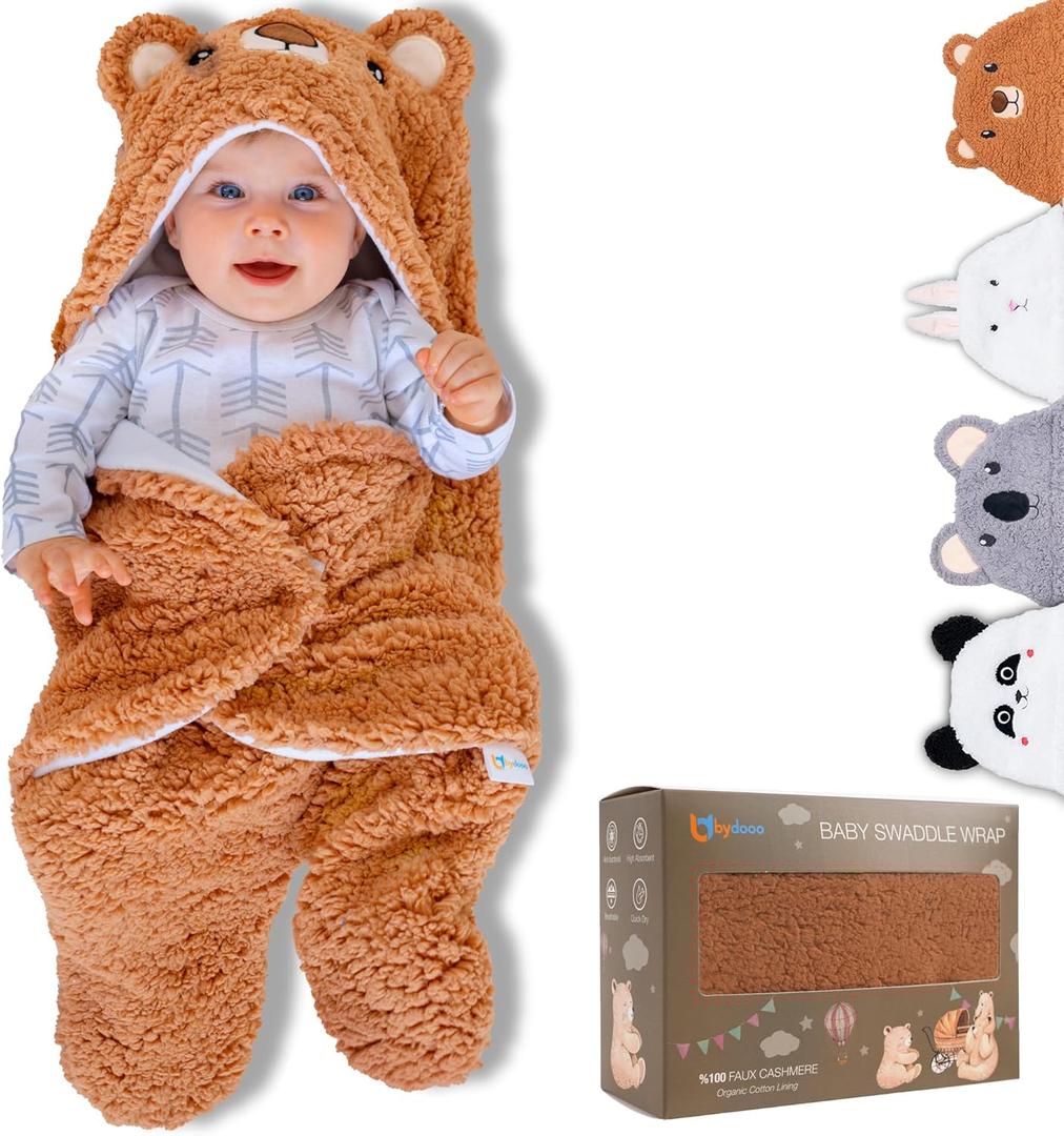 Baby Swaddle Blanket Bear 0-6 Months Cute Organic Ultra Soft Plush NewBorn Baby Essentials Must Have Infants Girls Boys Gender Neutral Stuff, Registry Gift Receiving Swaddling Wrap Clothes Shower Gift