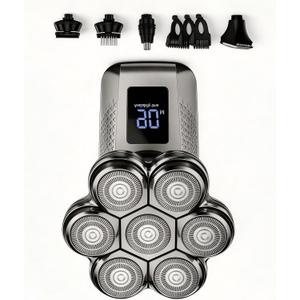 7D Head Shavers, Waterproof, Electric Razor 5-in-1 Grooming Kit, LED