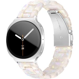 Resin Band for Samsung Galaxy Watch 8 Band 40mm 44mm/Galaxy Watch 8 Classic Band 46mm Women, Lightweight Replacement Bracelet Strap for Samsung Watch 8 Bands-Colorful White
