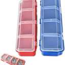 4 Pcs Screw Organizers Storage Bins with Lids, Plastic Stackable Hardware Organizer Box for Garage Nails/Craft Tool Organizing, Tool Cart Cabinet Workbench Drawers with 4-Compartments (Blue)