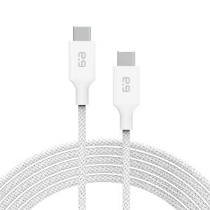 PureGear Braided USB-C to C Cable (6ft) Power Delivery Charger Cord for iPhone 16, 16Plus, 16ProMax, 15, MacBook, iPad Pro 2020, Galaxy S25/ S24/ S23/ S22/ S21 Ultra, Pixel9/ 8/ 7/ 6/ 5, & USB-C Devices(White)