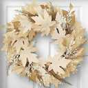 Neutral Fall Wreath for Front Door - 24" Outdoor Fall Decorations for Home and Porch Autumn Leaf Large Wreaths for Halloween Thanksgiving Harvest Decoration Indoor Farmhouse Wall Decir