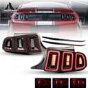 WOLFSTORM LED Tail Light Fit for 2010 2011 2012 2013 2014 Ford Mustang with Dynamic Running Turn Light Design, 10-14 Ford Mustang Tail Light Replacement Assembly,1 Pair (Black Red)