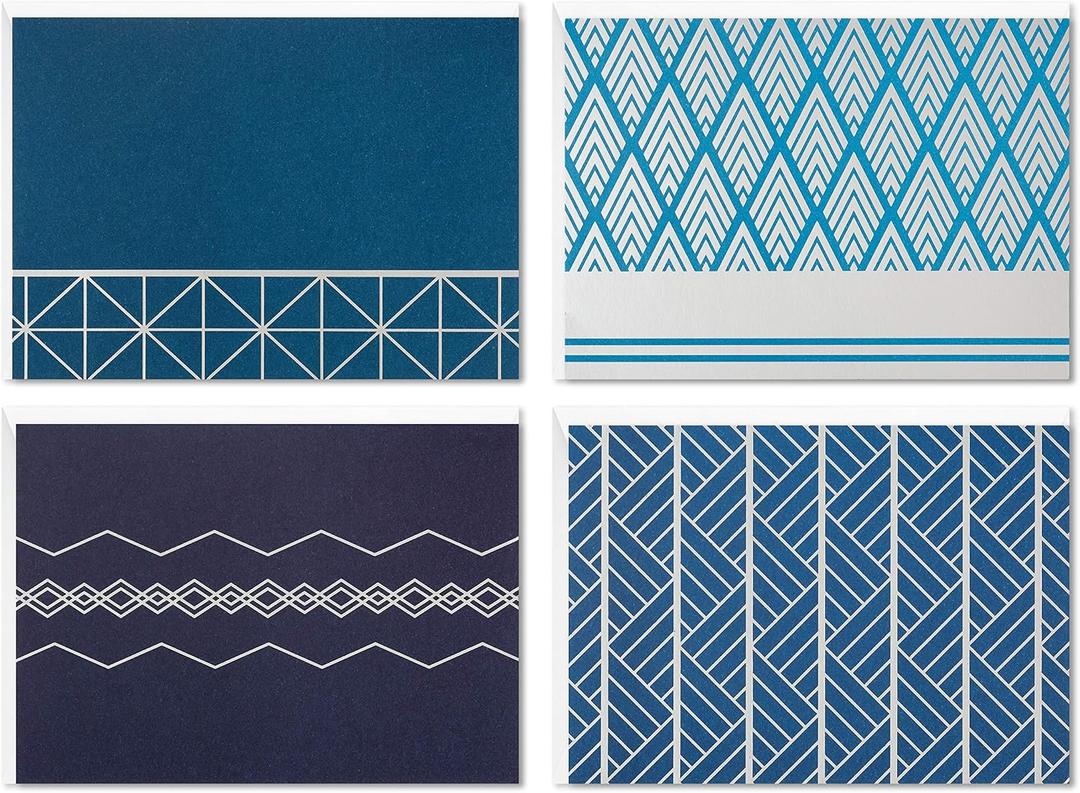 Hallmark Blank Cards Assortment, Geometric Silver Foil (40 Note Cards with Envelopes)