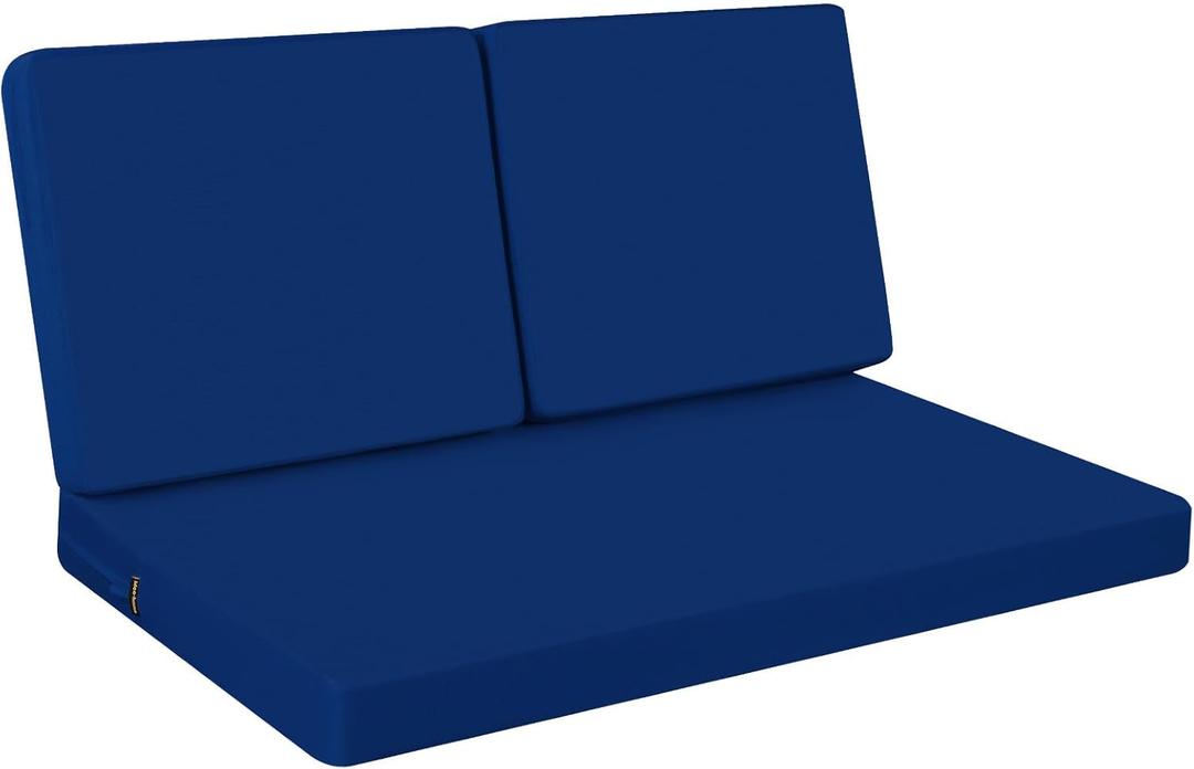idee-home Outdoor Loveseat Cushions, Waterproof Patio Loveseat Cushion, Outside Couch Hampton Bay Deep Seat Cushion Replacement Set, Patio Love Seat Sofa Cushions for Furniture, 46" x 26" Navy Blue (Dark Cerulean)