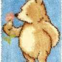 GLAECYY Hook Rug Kits,Bear Rug Making Kits and Adults Beginners Needlework Embroidery DIY Craft Rug Hook Rugs Kits for Home Decoration 20" X 15"
