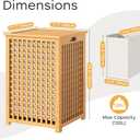 120L Bamboo Laundry Hamper with Lid, Laundry Basket with Liner and Handle, 17.7"L x 17.7"W x 25.6"H