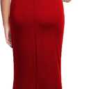 WOOSEA Women Sleeveless V Neck Split Evening Cocktail Long Dress (Red)