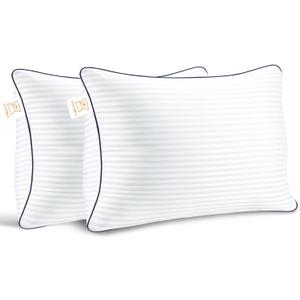 Pillows Insert 12'' x 20'' Set of 2, Decorative Lumbar Supportive Throw Pillows with Luxury Silky Covers for Indoor Couch, Sofa or Bed Decors, White Striped Cushion Sham Stuffer