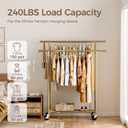 HYSEYY Clothes Rack, Double Rods Rolling Clothing Rack for Hanging Clothes, Portable Garment Rack with Wheels, Coat Rack Wardrobe Closet Load 240 LBS for Bedroom Laundry Room (Gold, L)