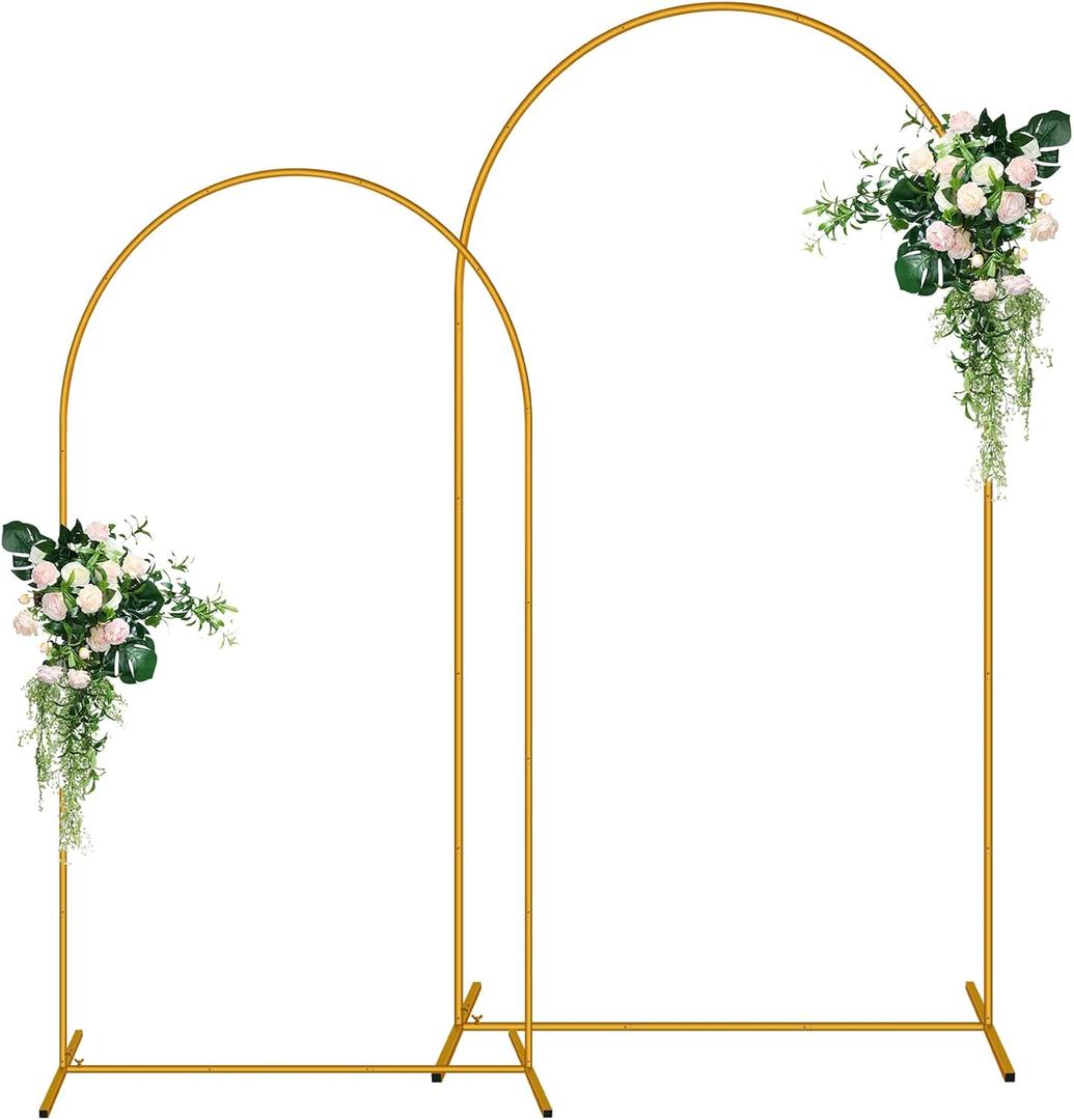2 Pack Arch Backdrop Stand (7.2FT/6FT), Balloon Arch Stand, Metal Background Arch Stand, Backdrop Arch Frame, Wedding Arch for Backdrop (Gold)