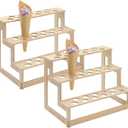 Queekay 2 Pcs 66 Holes Ice Cream Cone Holder Stand Wooden Cone Holders for Party Waffle Displaying Buffet Restaurant Food Catered Events Birthday Wedding Decoration