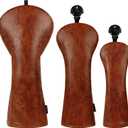 Craftsman Golf Premium Leather Brown Blade Mallet Putter Cover Driver Fairway Wood Headcover Cover Magnetic Closure