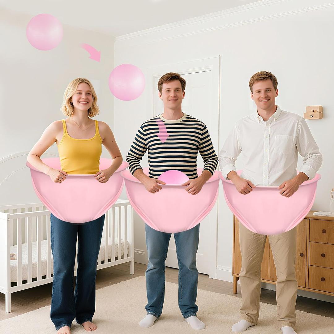 3 PCS Funny Baby Shower Diapers Game Activities Bridal Shower Games Oversized Diapers Toss Game for Boys Girls Gender Reveal How Many Plushies Can You Catch in Your Diaper (Pink) - No Balls Included